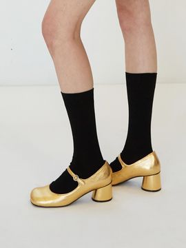 blanc sur blanc Lua Mary Jane Pumps Gold 5cm