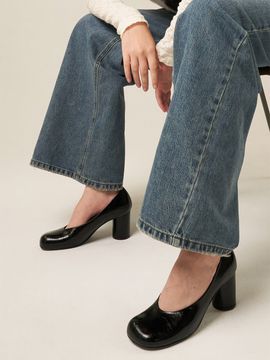 blanc sur blanc Luna Pumps Leather Glossy Black