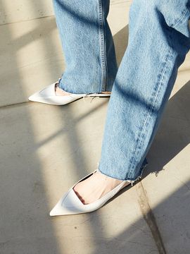 blanc sur blanc Nana Slingback Flats_Leather White
