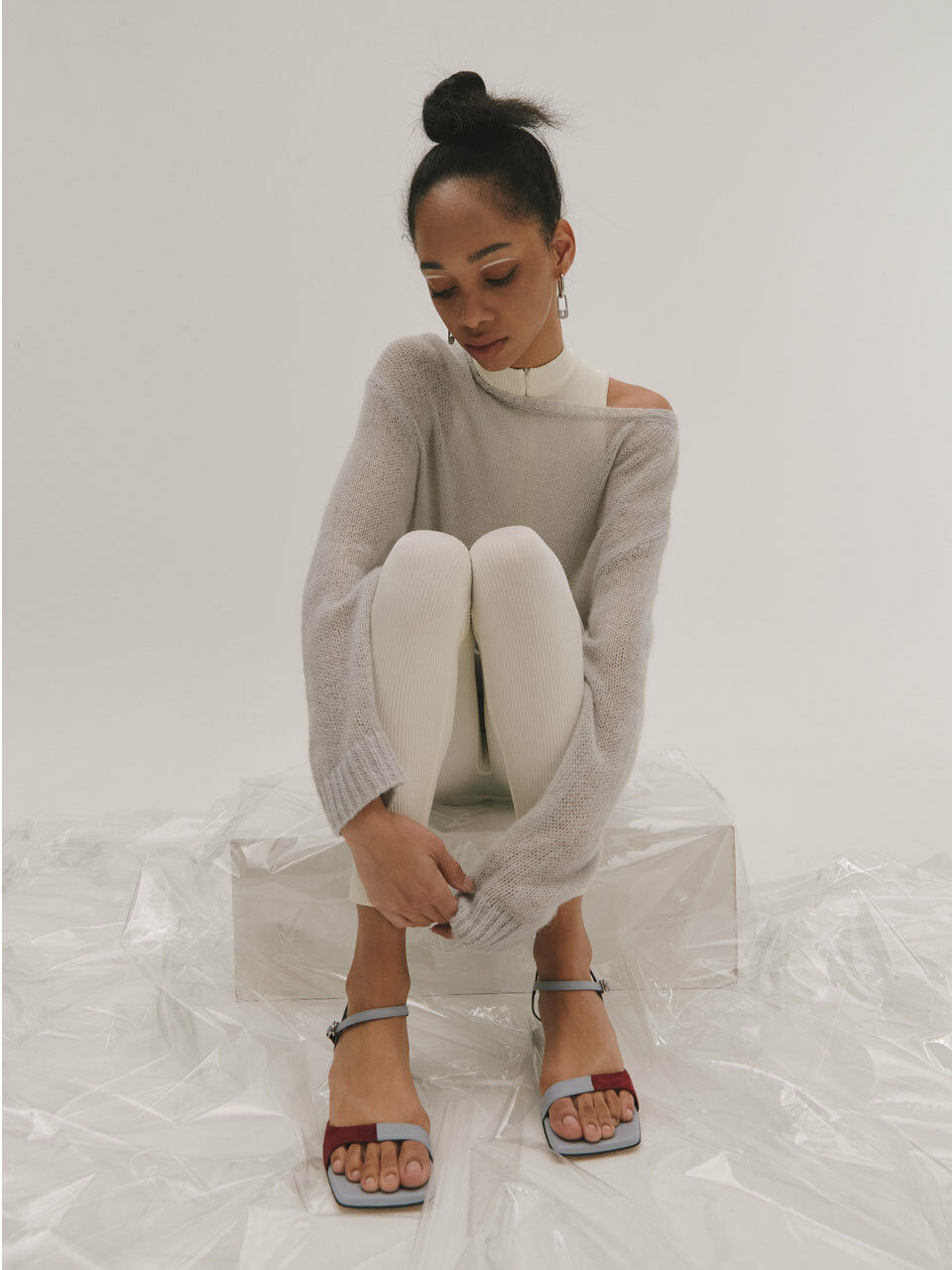 BLANC TOE Ankle Strap Sandal_Sky Gray