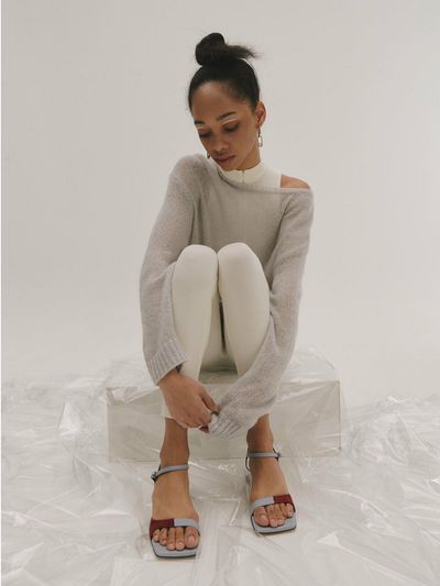 BLANC TOE Ankle Strap Sandal_Sky Gray