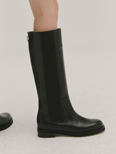 BLANC TOE Basic Long Chelsea Boots - Black (B21F48)