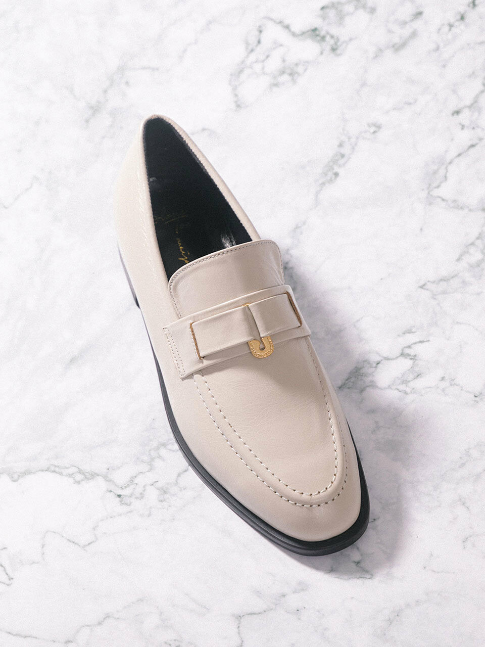 BLANC TOE Leather Loafer_Cream