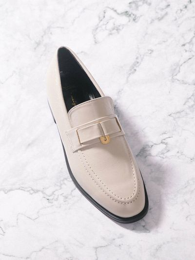 BLANC TOE Leather Loafer_Cream