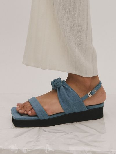 BLANC TOE Square Platform Sandal_Denim