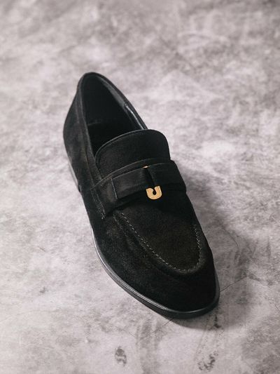 BLANC TOE Suede Loafer_Black