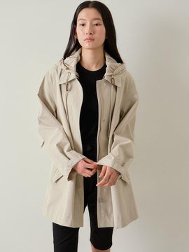 blank03 Detachable Hood Half Coat [Beige]