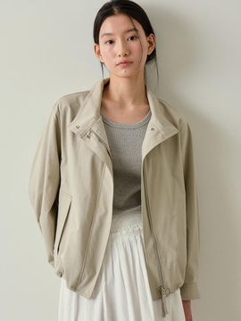 blank03 High Collar Blouson Jacket (Light Khaki)
