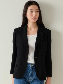 blank03 Retro Single Japanese Fabric Blazer [Black]