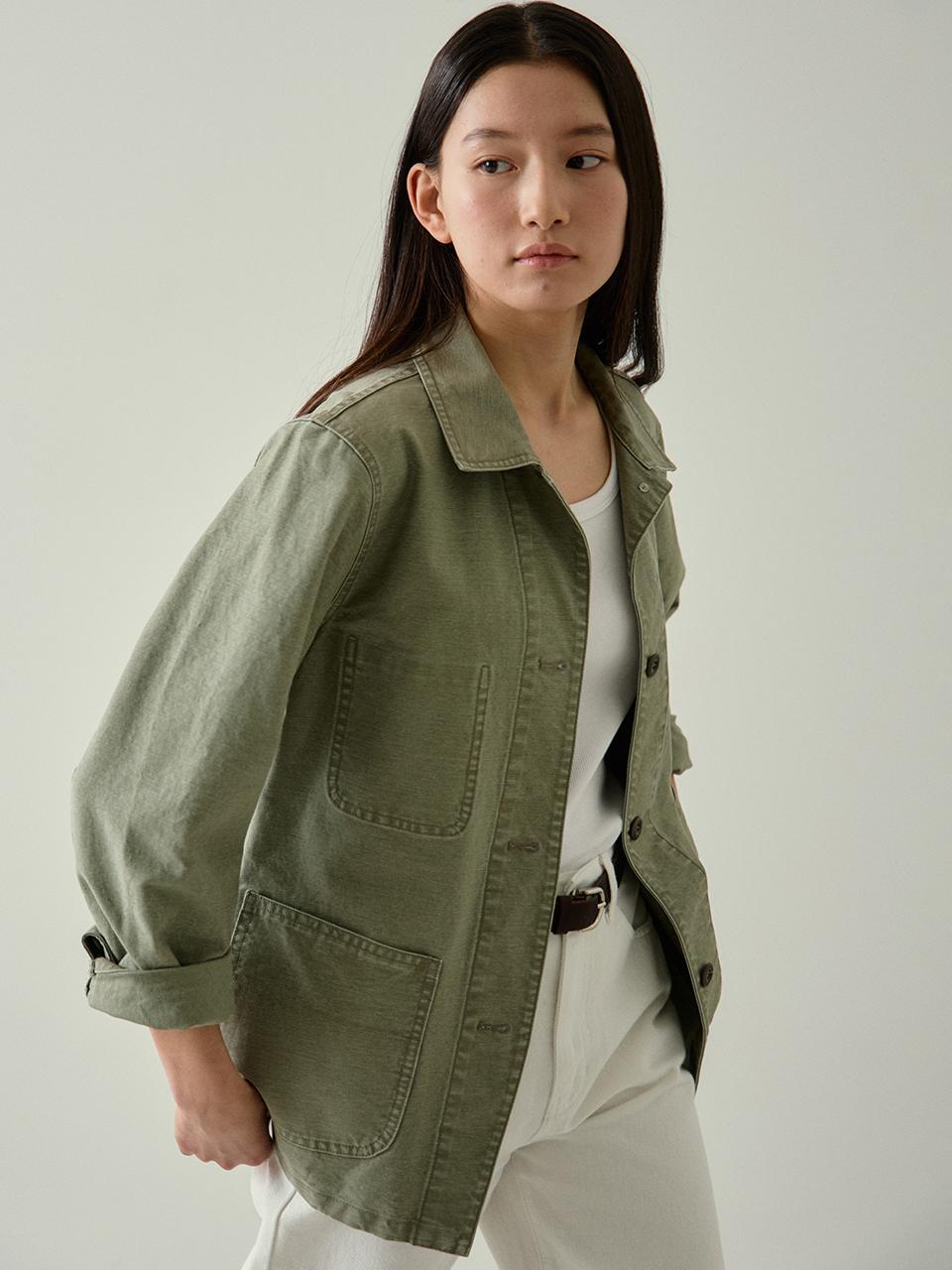 blank03 Washed French Work Blazer [Vintage Green]