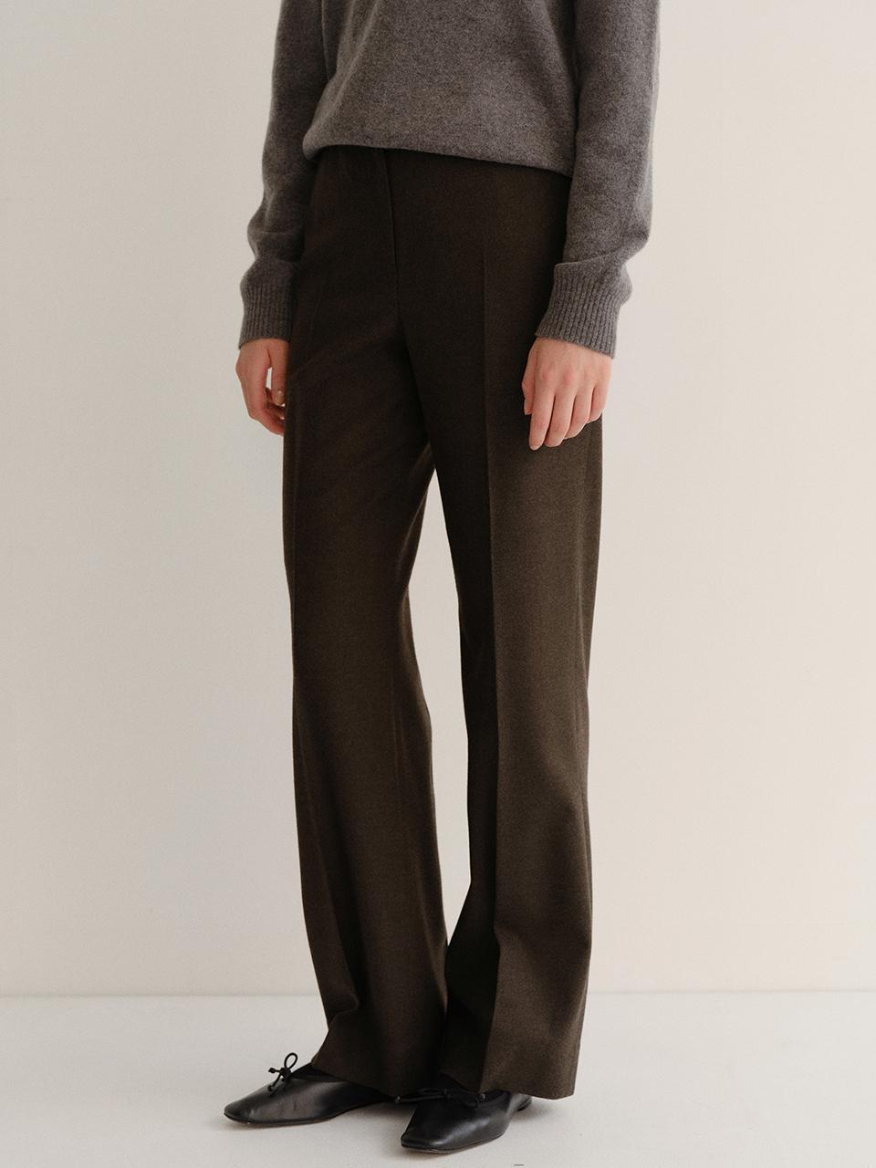 blank03 wool boot cut pants (melange khaki)