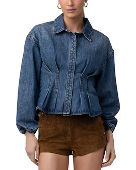 Blanknyc Blanknyc Cotton Denim Pleated Peplum Hem Shirt