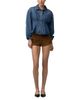 Blanknyc Blanknyc Cotton Denim Pleated Peplum Hem Shirt - 2