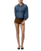 Blanknyc Blanknyc Cotton Denim Pleated Peplum Hem Shirt - 5
