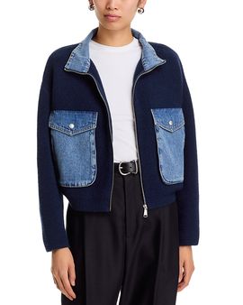 Blanknyc Blanknyc Denim Knit Mixed Media Sweater Shacket