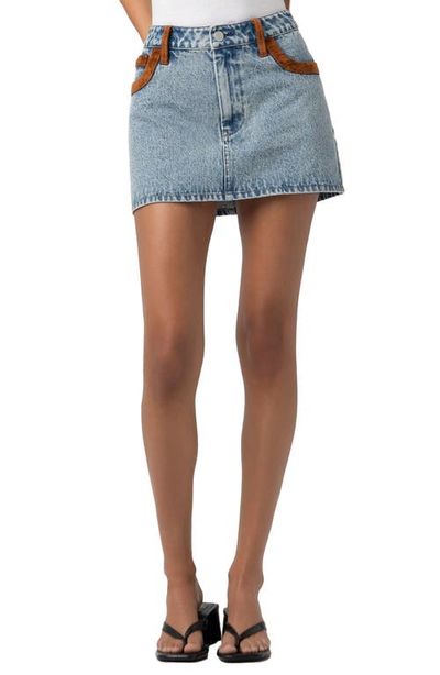 BLANKNYC BLANKNYC Faux Suede Trim Denim Miniskirt
