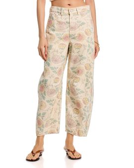 Blanknyc Blanknyc Printed High Rise Barrel Leg Jeans in Flower Crown