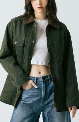 BLANKNYC BLANKNYC Waxed Cotton Blend Barn Jacket