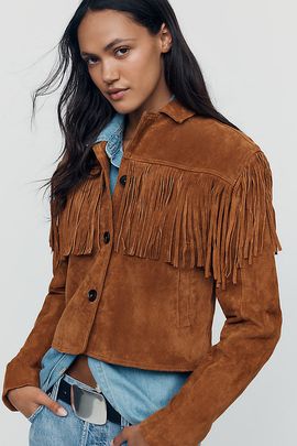 BLANKNYC Smoked Paprika Suede Fringed Jacket