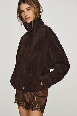 BLANKNYC Suede Funnel-Neck Jacket