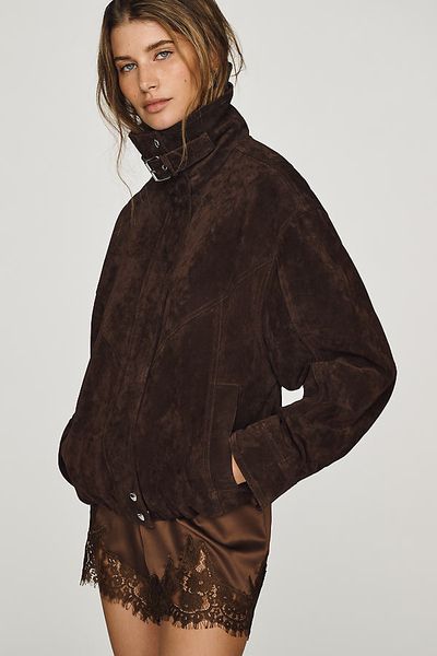 BLANKNYC Suede Funnel-Neck Jacket