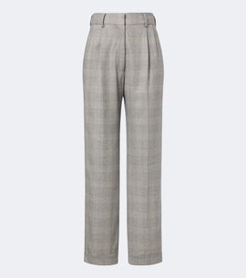 Blaze Milano Blazé Milano Fox checked wool, silk, and cashmere straight pants