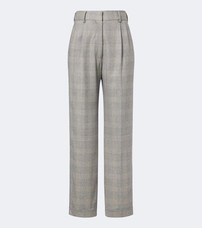 Blaze Milano Blazé Milano Fox checked wool, silk, and cashmere straight pants