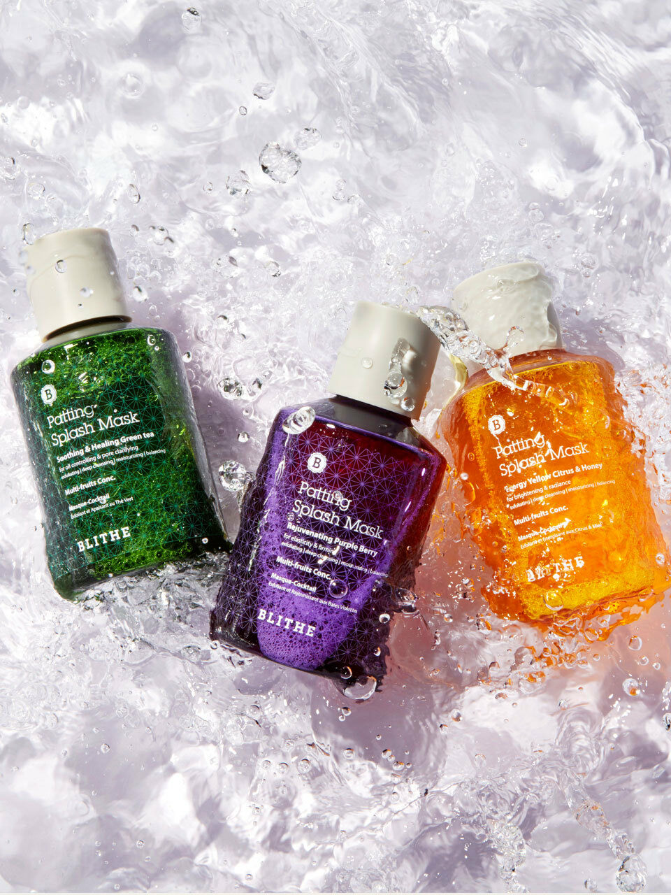 BLITHE Patting Splash Mask Rejuvenating Set(Green/ Purple/ Yellow) 150ml