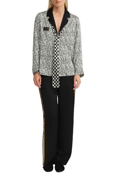 BLKSWN BLKSWN Feathers Black and White Unisex Long Pajama Set