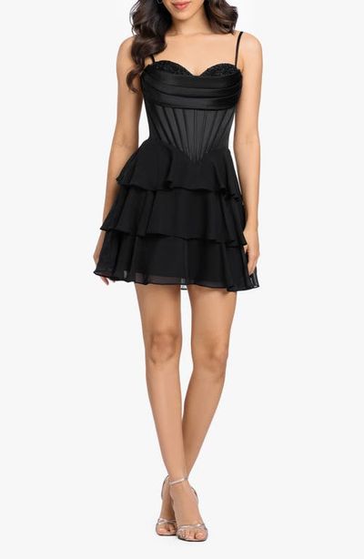 Blondie Nites Blondie Nites Corset Bodice Tiered Cocktail Minidress