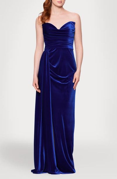 Blondie Nites Blondie Nites Drape Strapless Velvet Gown