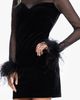 Blondie Nites Blondie Nites Feather Detail Long Sleeve Illusion Lace & Velvet Cocktail Minidress - 4