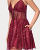 Blondie Nites Blondie Nites Glitter Illusion Lace-Up Fit & Flare Dress - 4
