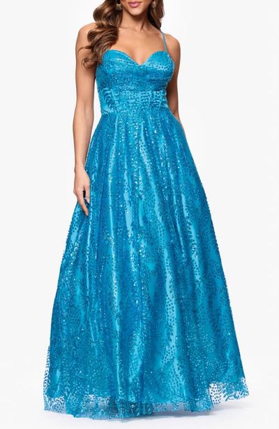 Blondie Nites Blondie Nites Gllitter Dot & Leaf Ballgown