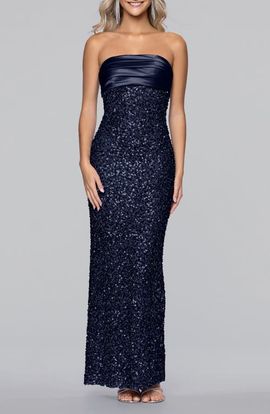 Blondie Nites Blondie Nites Sequin & Satin Strapless Gown