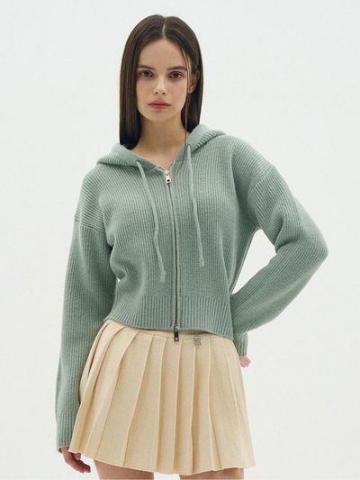 BLONDNINE Alice Rib Knit Zip Up Hoodie