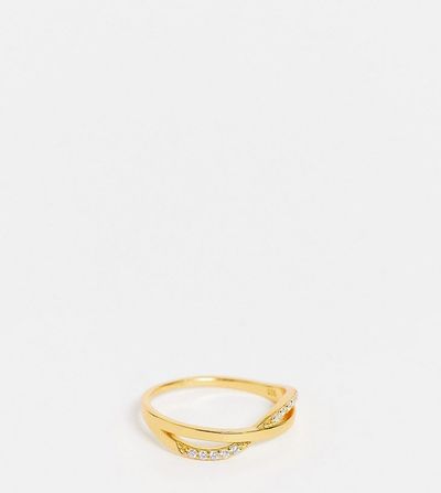 Bloom and Bay Bloom & Bay gold plated twist ring with crystal details