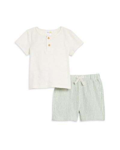 Bloomie's Baby Bloomie's Baby Boys' Slub Knit Henley Tee & Striped Shorts Set, Baby