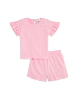 Bloomie's Baby Bloomie's Baby Girls' Crinkle Knit Flutter Tee & Shorts Set, Baby