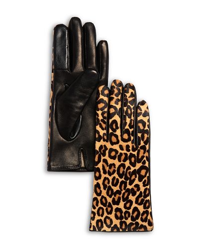 Bloomingdale's Bloomingdale's Cashmere Lined Animal Print Calf Hair Tech Gloves