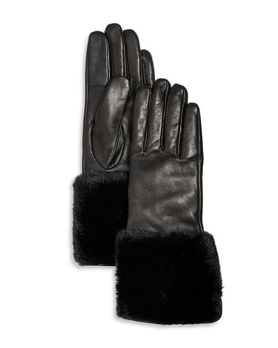 Bloomingdale's Bloomingdale's Cashmere Lined Cuffed Leather Tech Gloves