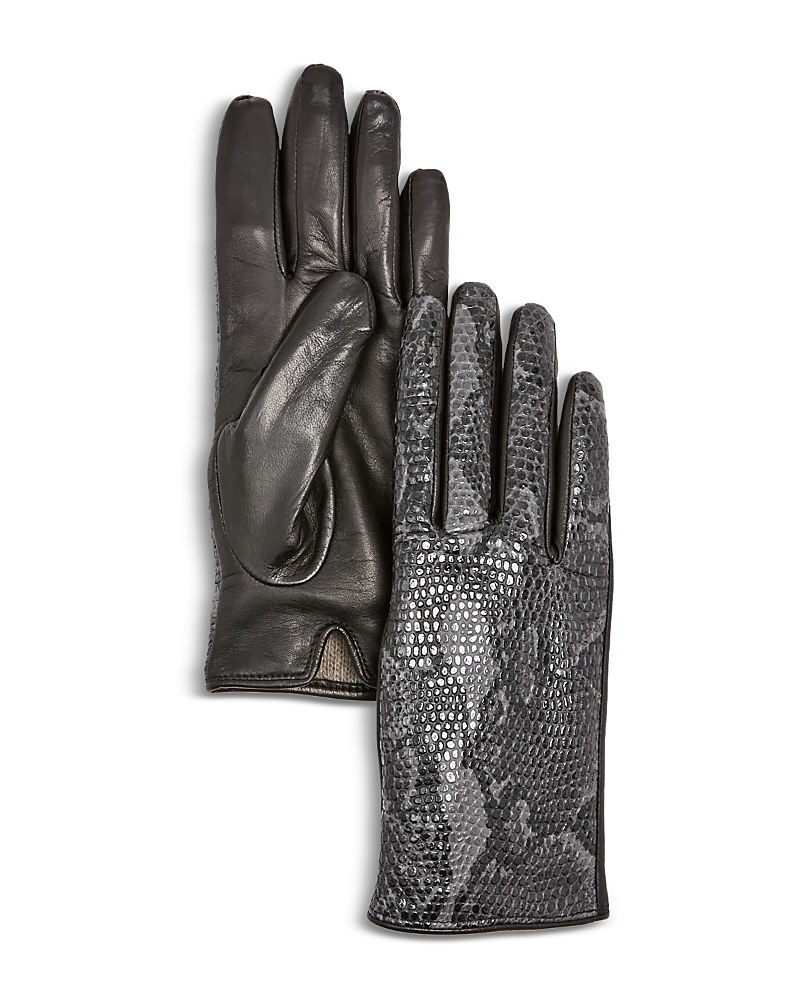 Bloomingdale's Bloomingdale's Python Printed Leather Gloves