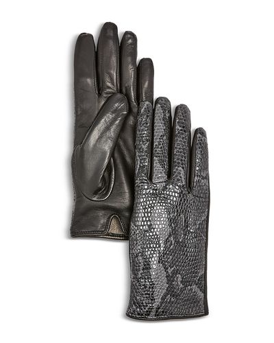 Bloomingdale's Bloomingdale's Python Printed Leather Gloves