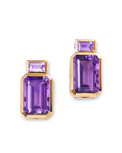 Bloomingdale's Fine Collection Bloomingdale's Fine Collection Amethyst & Pink Amethyst Emerald Cut Statement Earrings in 14K Yellow Gold