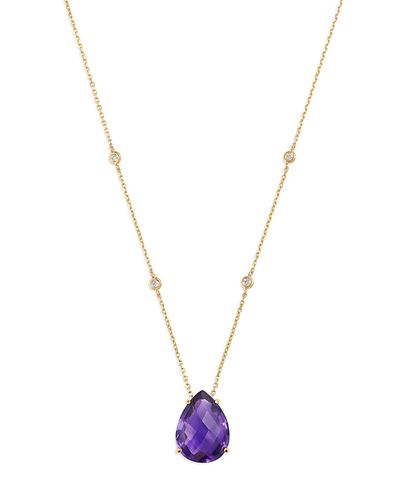 Bloomingdale's Fine Collection Bloomingdale's Fine Collection Amethyst Teardrop & Diamond Station Necklace in 14K Yellow Gold, 17