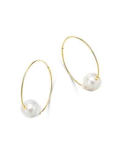 Bloomingdale's Fine Collection Bloomingdale's Fine Collection Baroque Cultured Pearl Hoop Earrings in 14K Yellow Gold