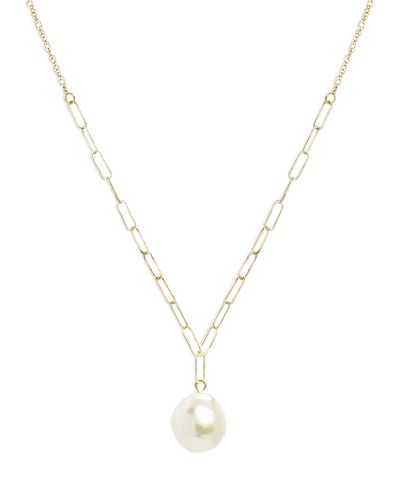 Bloomingdale's Fine Collection Bloomingdale's Fine Collection Baroque Pearl Rope & Paperclip Necklace in 14K Yellow Gold, 16