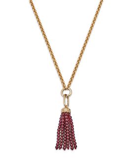 Bloomingdale's Fine Collection Bloomingdale's Fine Collection Beaded Garnet & Diamond Accent Pendant Necklace in 14K Yellow Gold