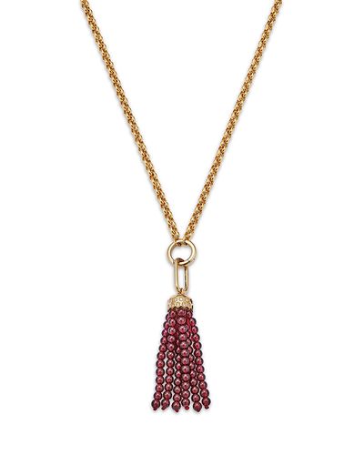 Bloomingdale's Fine Collection Bloomingdale's Fine Collection Beaded Garnet & Diamond Accent Pendant Necklace in 14K Yellow Gold