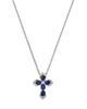 Bloomingdale's Fine Collection Bloomingdale's Fine Collection Blue Sapphire & Diamond Cross Pendant Necklace in 14K White Gold, 17.9 - 1
